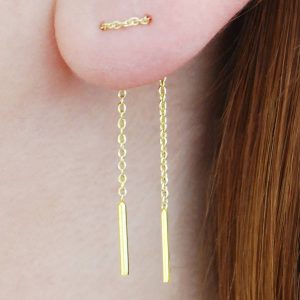 gold/sterling silver chain threader earrings DEQLMPK