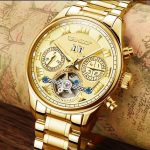 gold watches for men usa style automatic mechanical gold watch for men new day week month KOREFNT