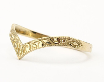 gold wedding rings gold wedding band, stacking ring, curved wedding band, pointy stacking ring, YZHCPDO