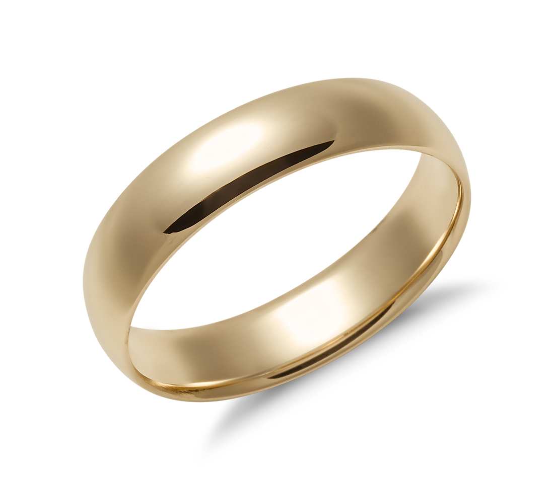 gold wedding rings mid-weight comfort fit wedding band in 14k yellow gold (5mm) QJXSJDB