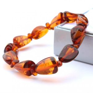 golden honey nugget amber bracelet SQANWMU