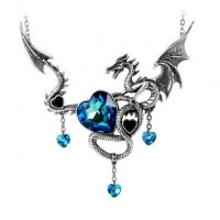 gothic jewelry alchemy gothic draig o gariad dragon heart pendant necklace HXJIPIT