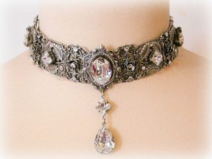 gothic jewelry bridal swarovski crystal choker - victorian gothic silver choker - bridal DHRVAXD