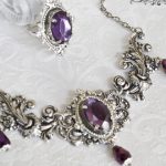 gothic jewelry the queen jewelry set of ring and necklace-silver and purple jewelry KGFWWYU