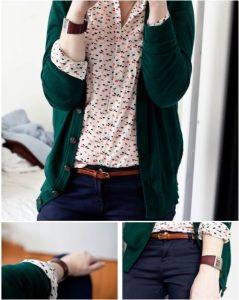 green cardigan and printed shirt JGUNATJ