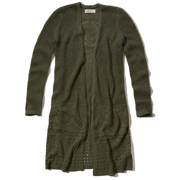 green cardigan hollister non-closure duster cardigan ($35) ❤ liked on polyvore featuring  tops, SERLIEQ