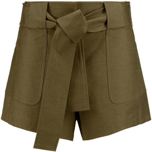 green shorts 10 crosby by derek lam brushed cotton-blend shorts ($140) ❤ liked on XPXGPWJ