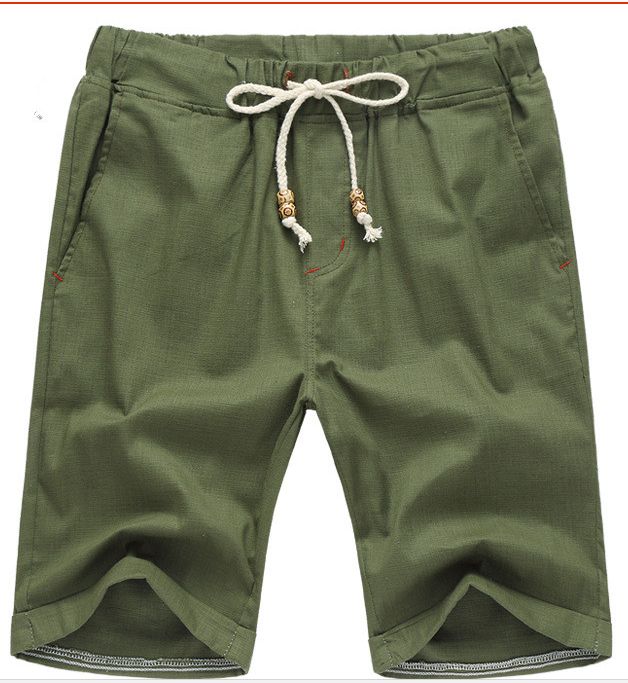 green shorts 2017 linen shorts high quality beaded drawstring menu0027s casual beach - army  green INWICRZ