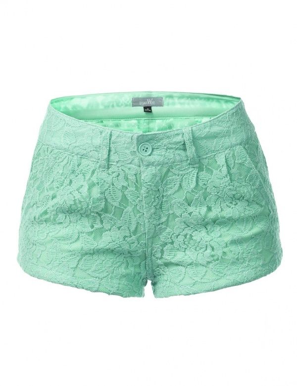 green shorts 9xis womens fashionable colored lace mini shorts in mint green: womenu0027s  fashion clothing GGDXTQL