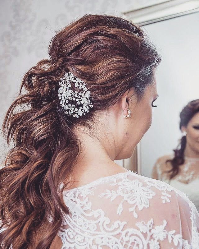hair brooch wedding crystal hair vine, bridal floral hair piece, bridal head piece, QOYLYZR