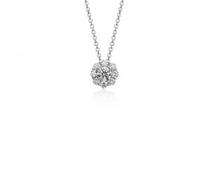 halo diamond pendant in 18k white gold (1 ct. tw.) QQKVJMM