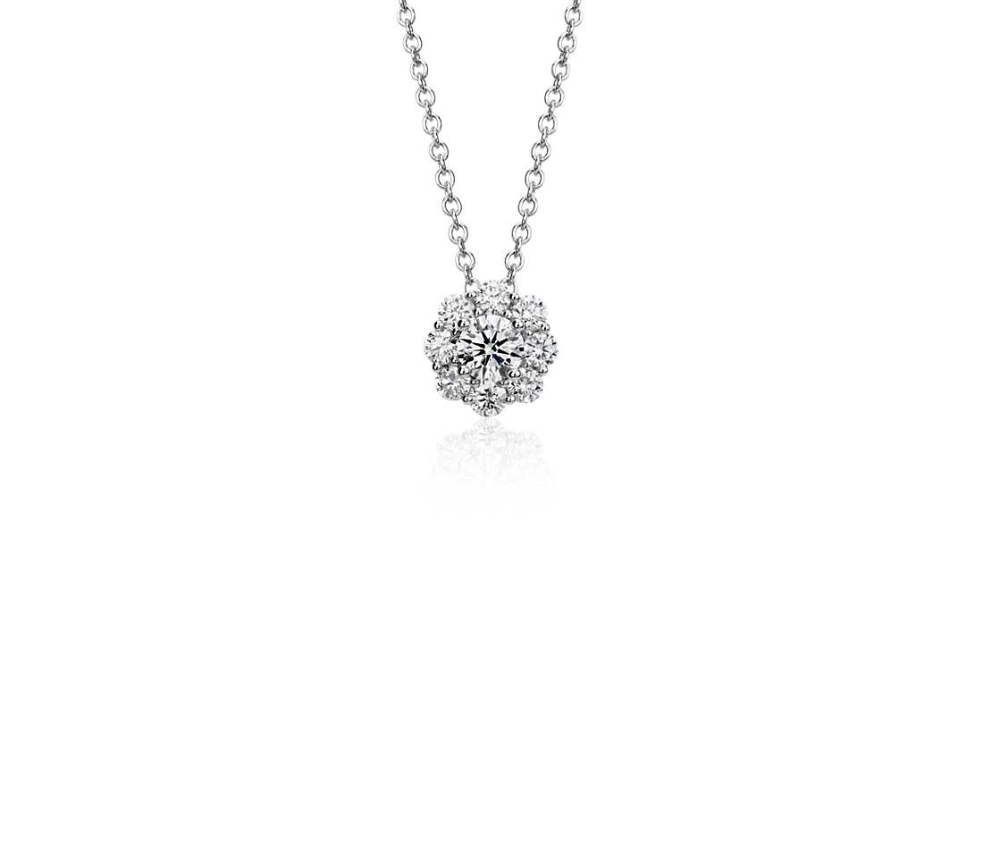 halo diamond pendant in 18k white gold (1 ct. tw.) QQKVJMM