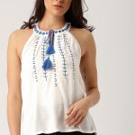 halter neck top all about you from deepika padukone women white embroidered halter top GJEKXTV
