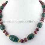 handmade beaded jewelry | natural emerald ruby beads handmade necklace  jewelry OJZXITI
