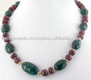 handmade beaded jewelry | natural emerald ruby beads handmade necklace  jewelry OJZXITI