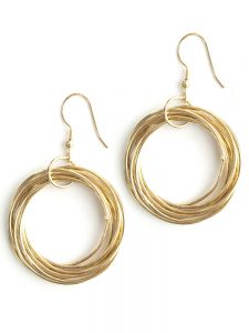 handmade earrings connected hoop earrings gold XCSQLME