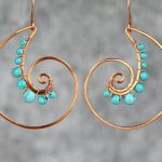 handmade earrings copper wiring turquoise shell hoop rococo earring handmade us free shipping HUTUPML