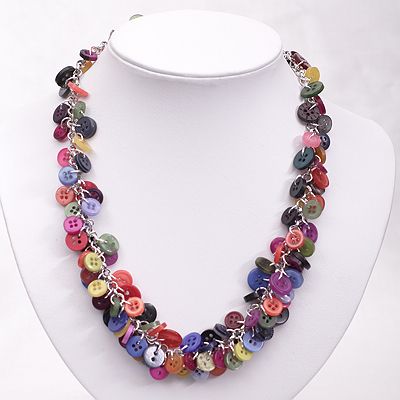 handmade necklaces button necklace | multicoloured button charm necklace | quirky handmade  jewellery ZTLQESL
