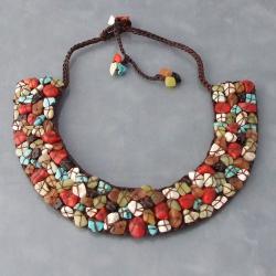 handmade necklaces handmade mosaic gemstone collar bib necklace (thailand) JFCOTEP