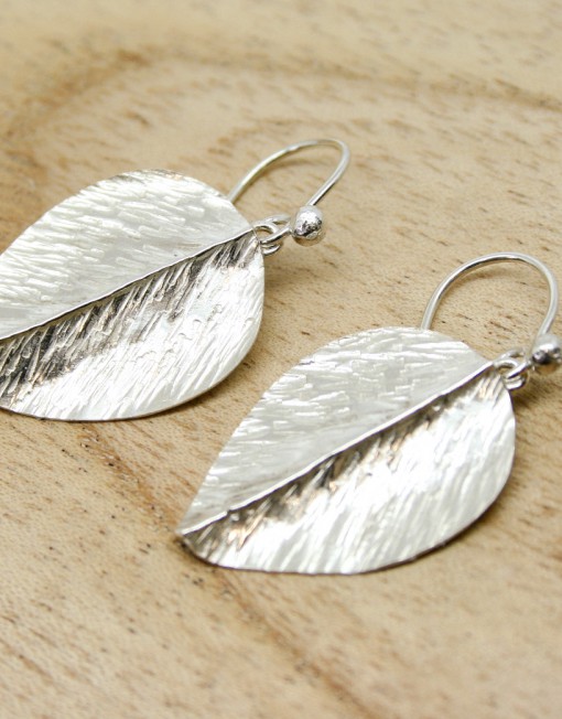 handmade silver jewellery handmade silver leaf earrings | starboard jewellery DAGREZN