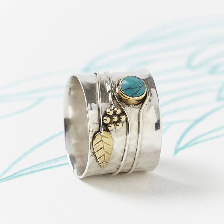 handmade silver jewellery handmade turquoise flower silver ring. a statement, handmade turquoise  silver ring IPNDJTS