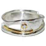 handmade silver jewellery unique and unusual handmade silver with gold diamond designer ring. DRLZYRI