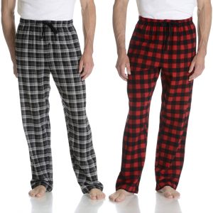 hanes menu0027s 2pk red/black plaid flannel pants - online exclusive LZSOIMW