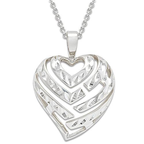 heart jewelry aloha heart necklace in sterling silver - 24mm DKJMSNT