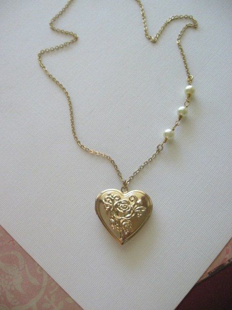 heart locket, gold locket, heart jewelry, rose locket, locket with pearls in ZIEFJTQ