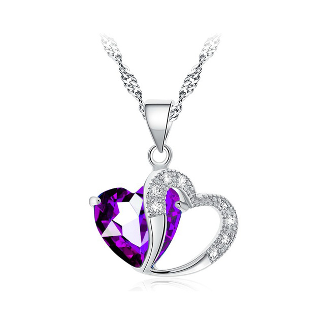 heart necklace women silver plated fashion necklaces for women 2016 crystal EFVJMGE