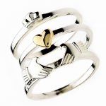 heart of gold three piece sterling silver contemporary claddagh ring TNDRFSD