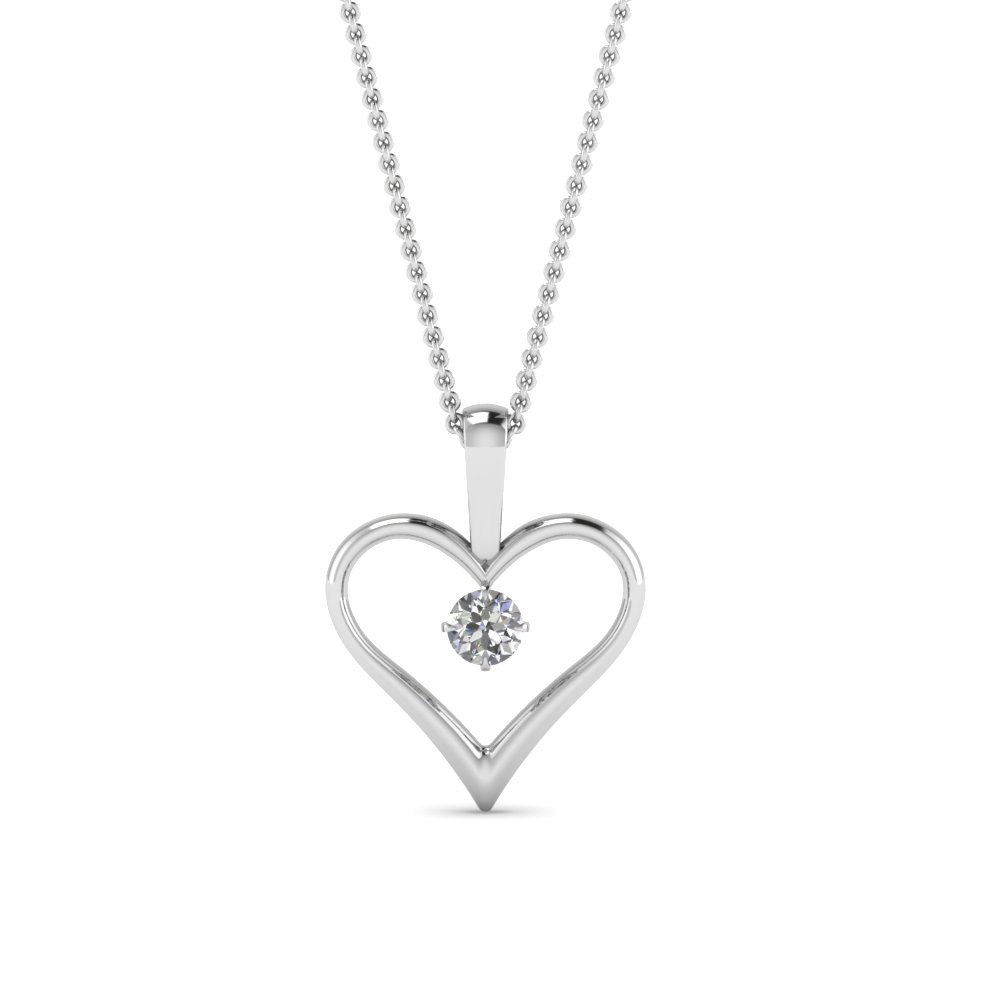 heart pendant white-gold-round-white-diamond-solitare-heart-pendant- AJMHICU