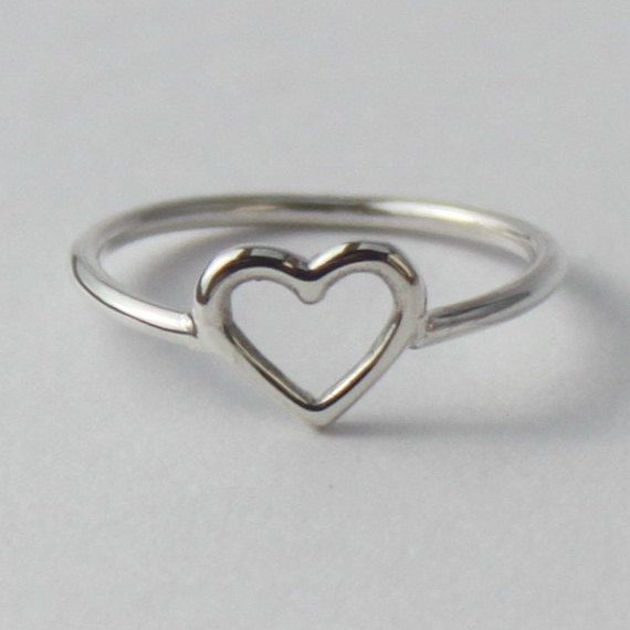 heart ring , sweet, romantic sterling silver ring WYEXQPD