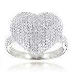heart shaped jewelry: 14k gold diamond heart ring 1.15ct FCWCODP
