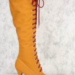 high heel booties honey wheat front lace up platform knee high heel boots nubuck IDGVOPL