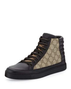 high top sneakers common leather high-top sneaker, black/beige ETMPBPI