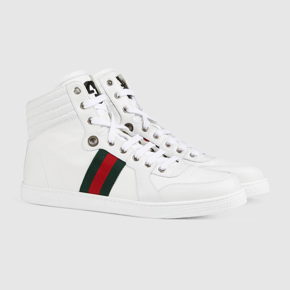 high top sneakers gucci leather high-top sneaker detail 2 SEPVXJJ