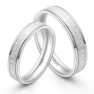 his u0026 hers matching couple sterling silver rings set - dull polish GIZCVMU