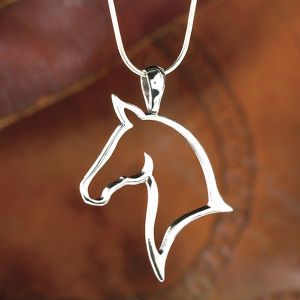 horse jewelry openwork horse head necklace 18in snake chain - horse themed gifts, BRHGZPQ