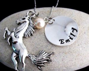 horse necklace, horse jewelry personalized necklace - christmas gift - name HDHWWLG