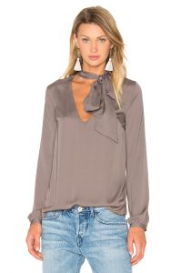 house of harlow 1960 x revolve naomi tie neck blouse in ash PCBMUYF