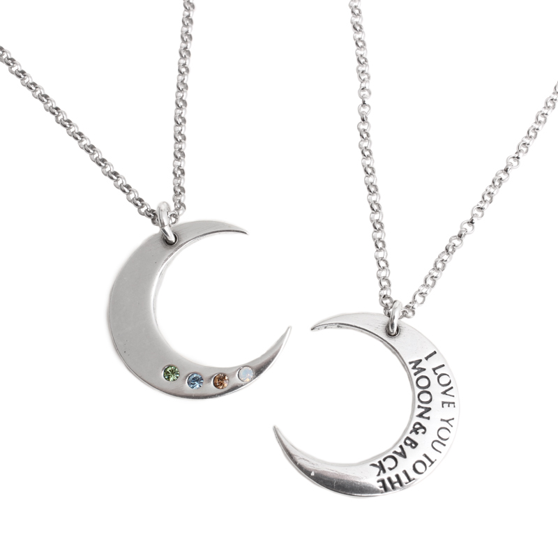 i love you to the moon and back birthstone charm necklace silver ULYJYFH