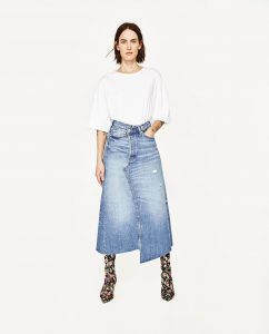 image 1 of denim midi skirt from zara MFZAWHG