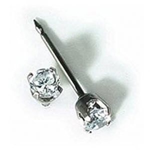 inverness 14kt white gold 3mm cz piercing earrings 129e BTJIOSF