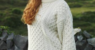 irish sweaters womenu0027s heavyweight traditional aran wool sweater - natural white JCKRIIH