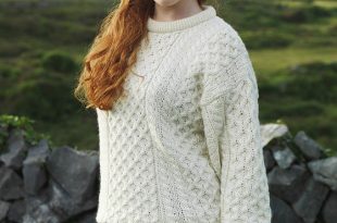irish sweaters womenu0027s heavyweight traditional aran wool sweater - natural white JCKRIIH
