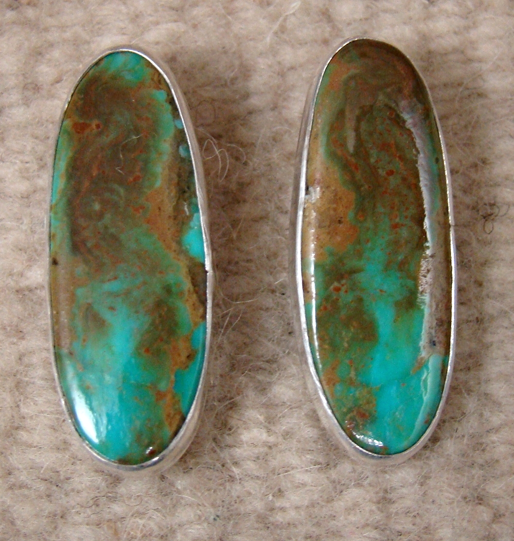 item # 778w - navajo oblong turquoise earrings by v.begay DVYMXUX