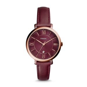 jacqueline three-hand date wine leather watch UZFZBBD