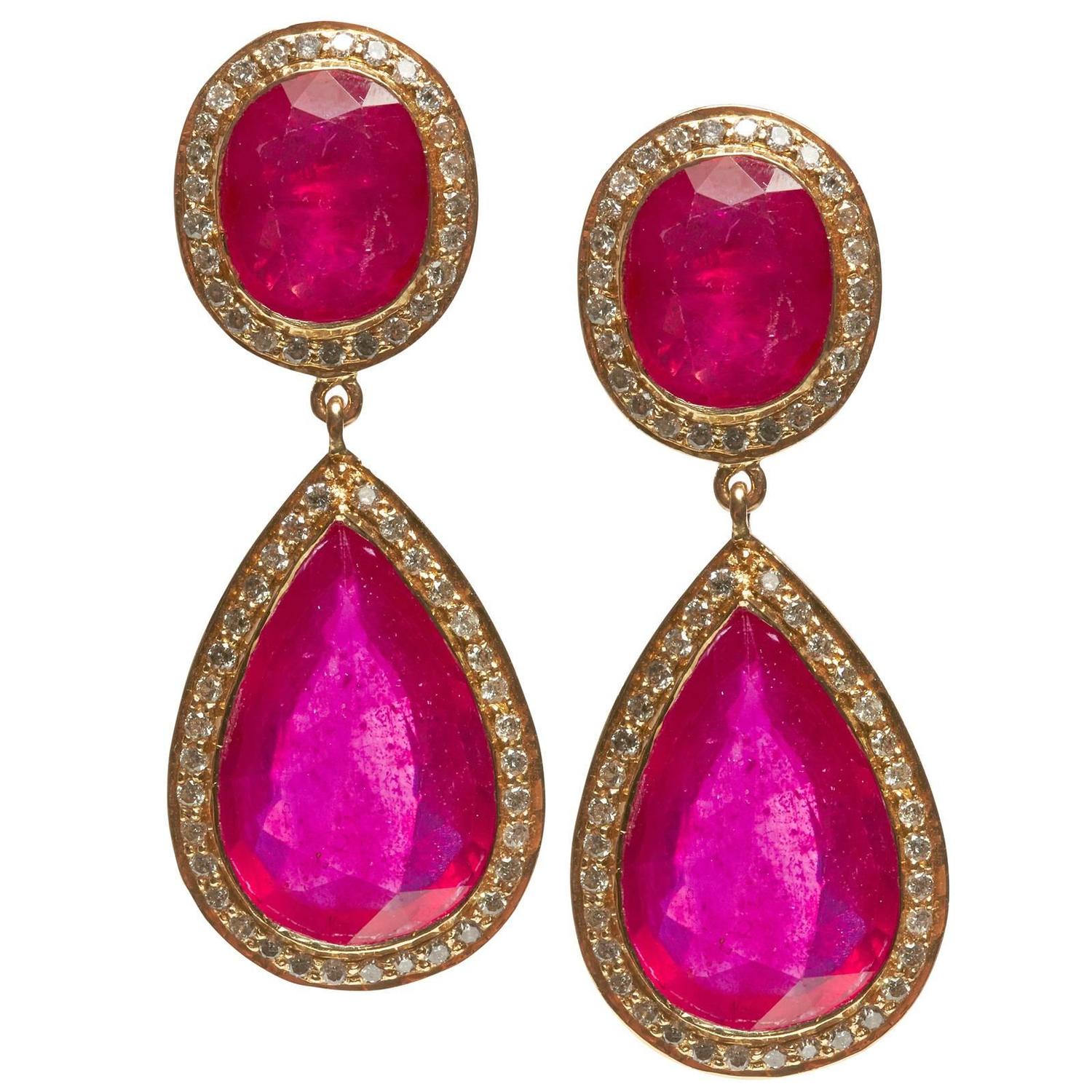 jade jagger fine double ruby earrings with diamonds for sale at 1stdibs MYNBUZW
