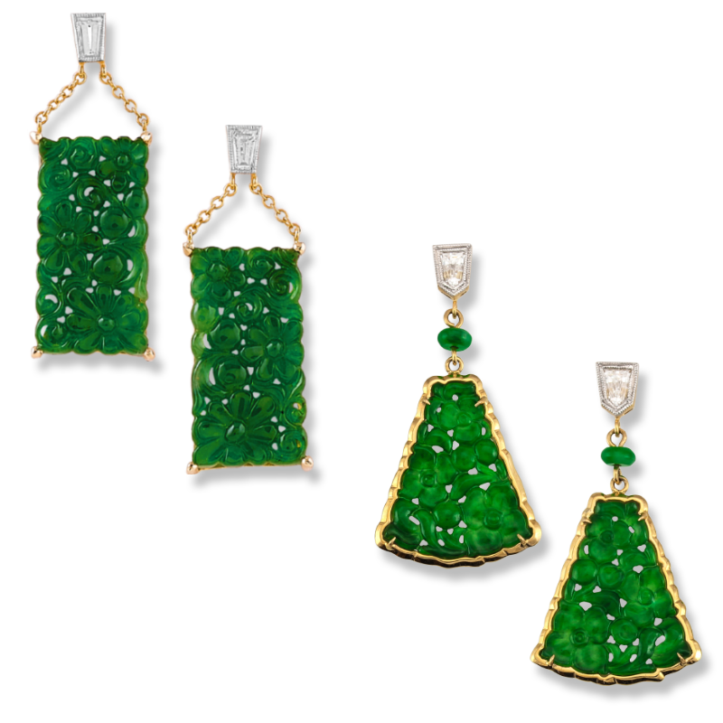 jade jewelry ... fine carved green jadeite jade drop earrings ... CAOGQFE